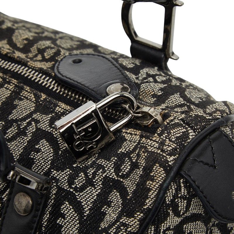 Dior Trotter Mini Boston Bag Black Beige Canvas Leather — view 9