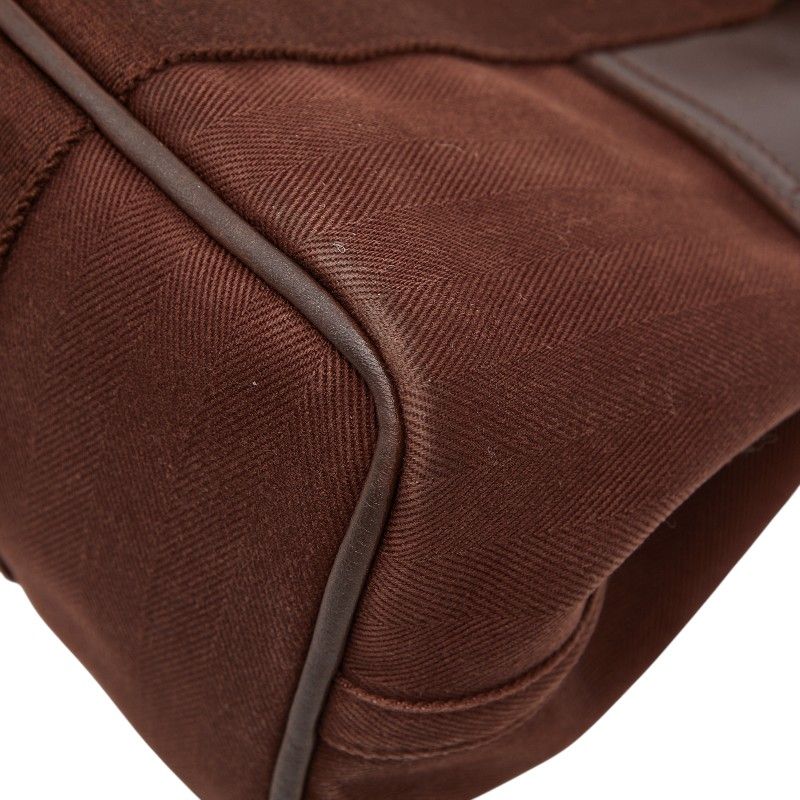 Hermes Valparaiso PM Tote Brown Toile Chevron Leather — view 6