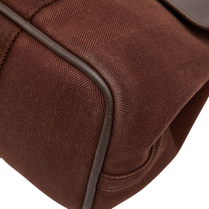 Hermes Valparaiso PM Tote Brown Toile Chevron Leather — view 4