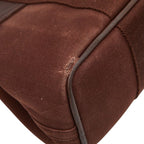 Hermes Valparaiso PM Tote Brown Toile Chevron Leather — view 7