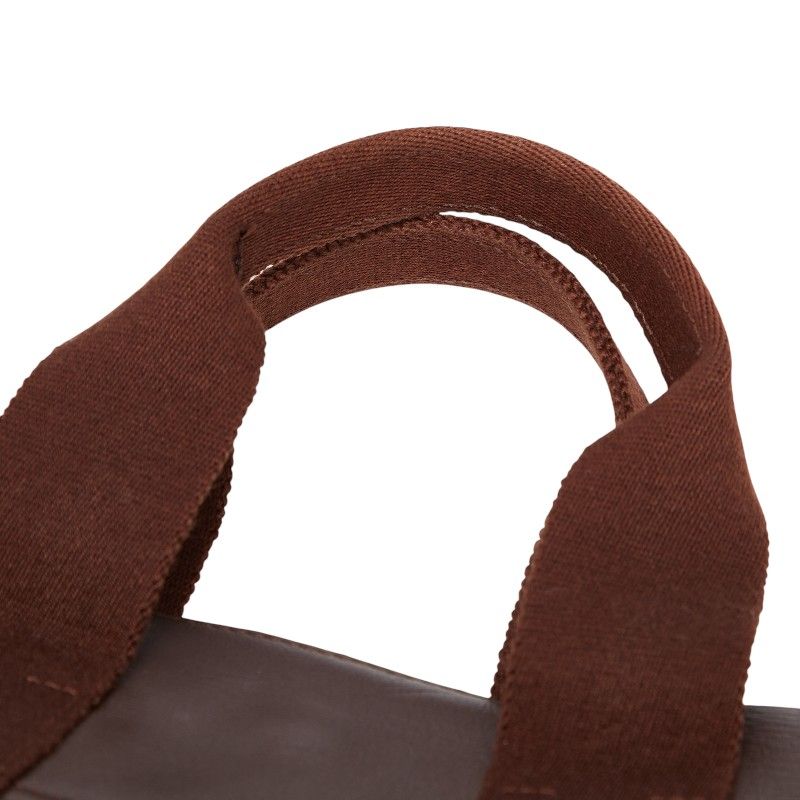 Hermes Valparaiso PM Tote Brown Toile Chevron Leather — view 8
