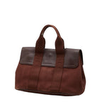 Hermes Valparaiso PM Tote Brown Toile Chevron Leather — view 2