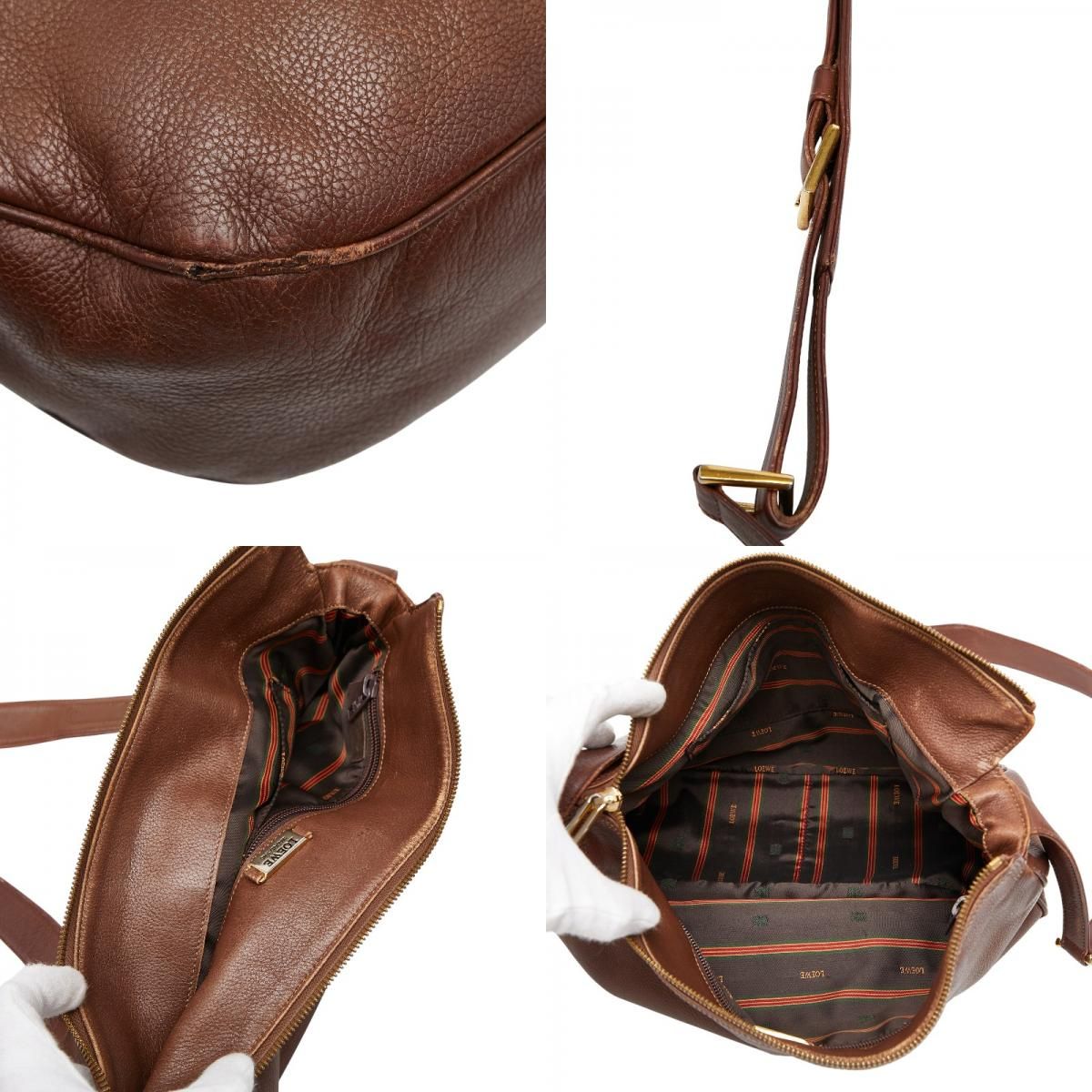 Loewe Anagram Crossbody Shoulder Bag Brown Leather — view 9