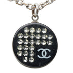 Chanel CC Logo Rhinestone Silver Black Metal Plastic — view 2