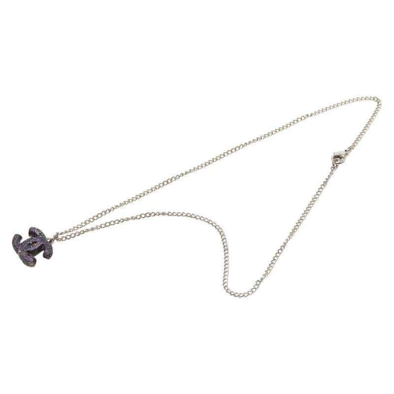 Chanel CC Logo Silver Purple Metal — view 4