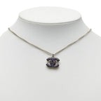Chanel CC Logo Silver Purple Metal — view 6