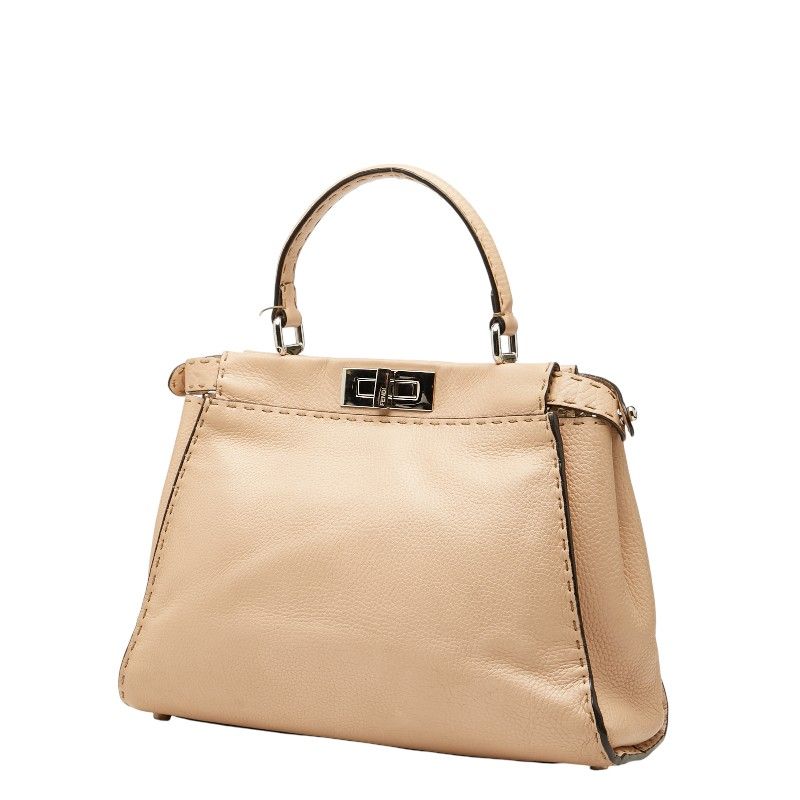 Fendi Selleria Peekaboo 2-Way Shoulder Bag Beige Leather — view 2