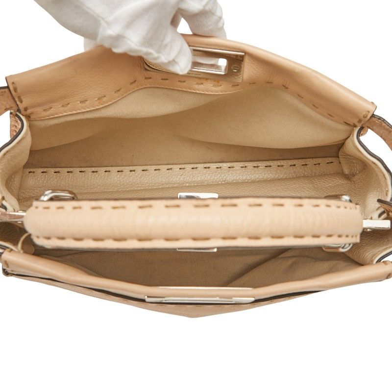 Fendi Selleria Peekaboo 2-Way Shoulder Bag Beige Leather — view 9
