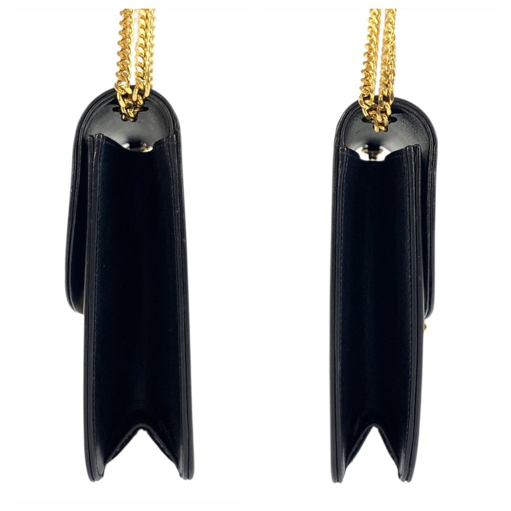 Dior Vintage Black Gold Leather Chain Shoulder Bag — view 7
