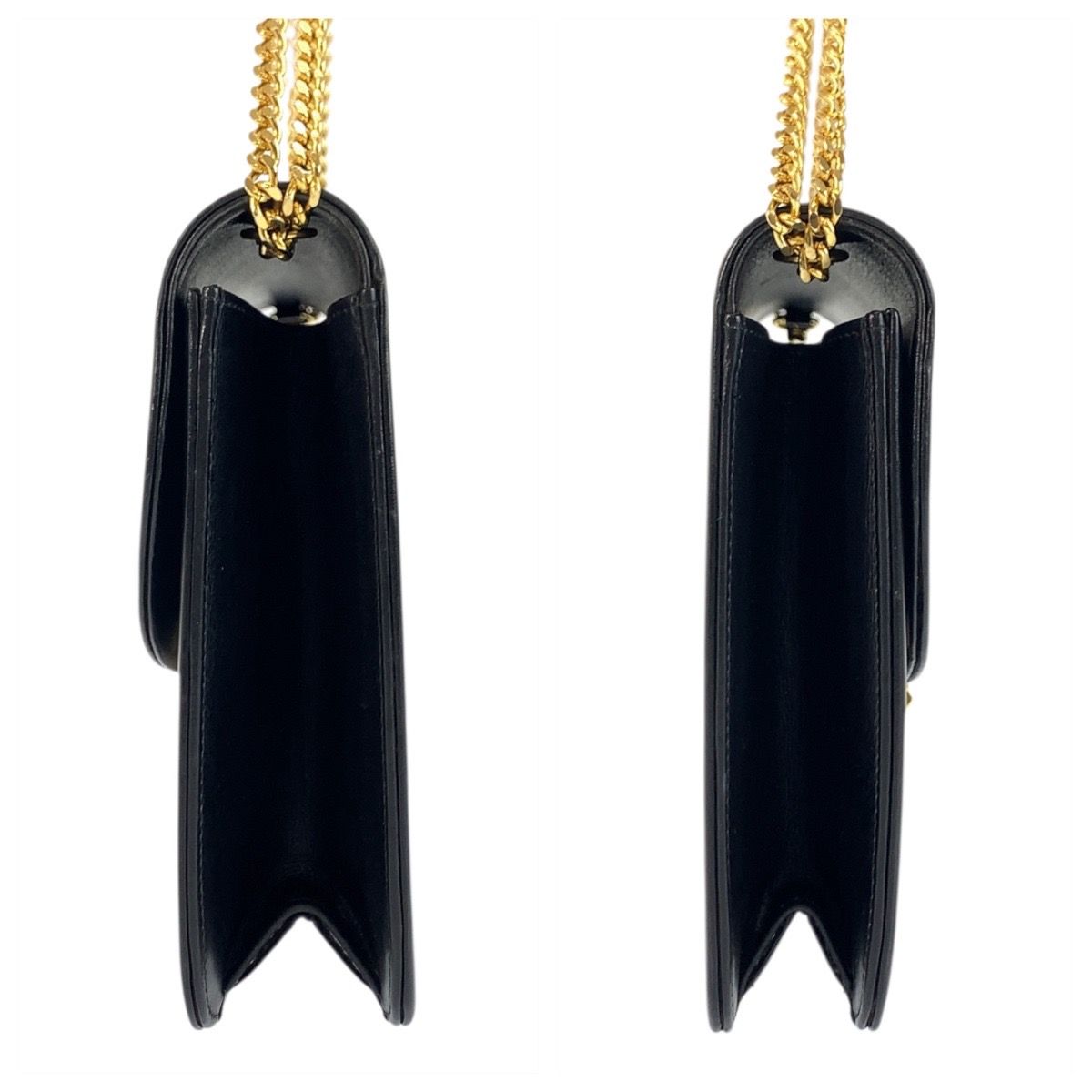 Dior Vintage Black Gold Leather Chain Shoulder Bag — view 7