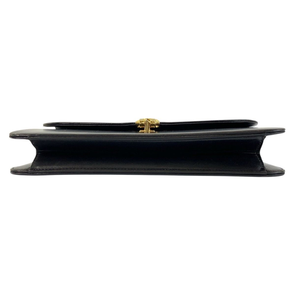 Dior Vintage Black Gold Leather Chain Shoulder Bag — view 9