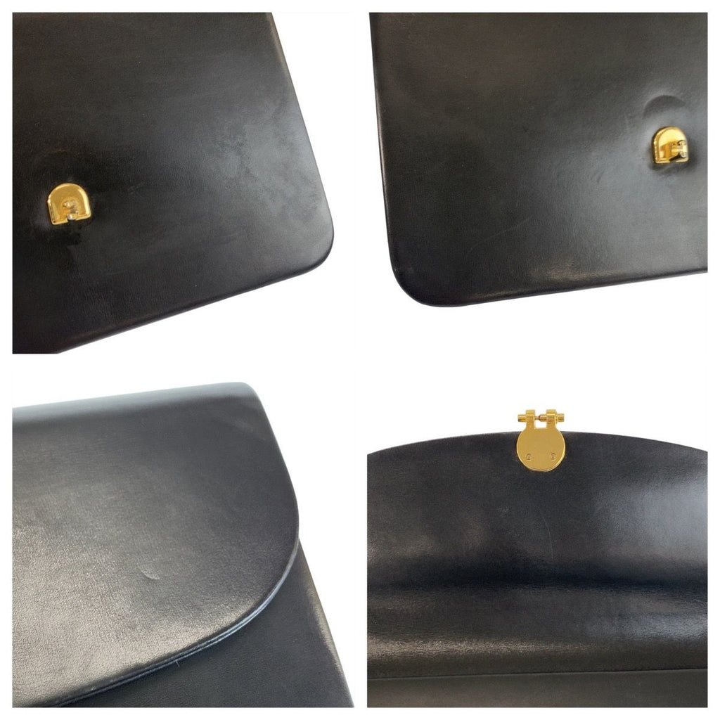 Dior Vintage Black Gold Leather Chain Shoulder Bag — view 5