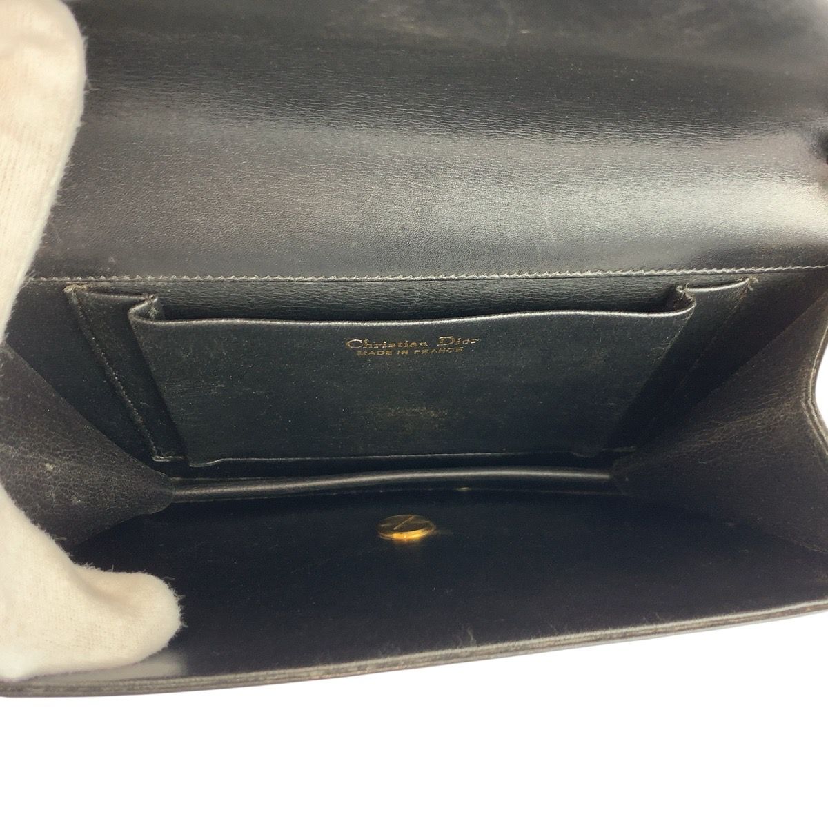 Dior Vintage Black Gold Leather Chain Shoulder Bag — view 8