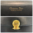 Dior Vintage Black Gold Leather Chain Shoulder Bag — view 3