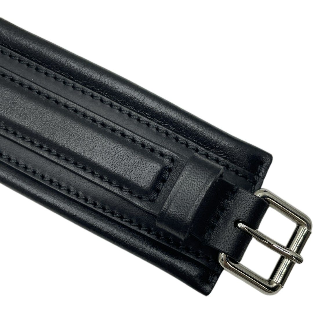 Gucci Interlocking Chain Belt Choker Black Leather Silver — view 6