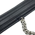 Gucci Interlocking Chain Belt Choker Black Leather Silver — view 7