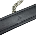 Gucci Interlocking Chain Belt Choker Black Leather Silver — view 4
