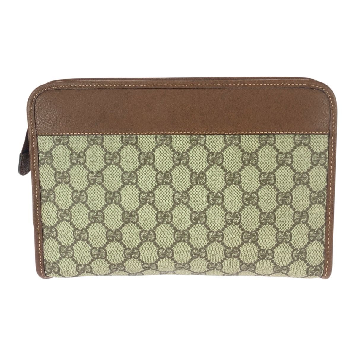 Gucci Vintage Beige Brown Gold GG Supreme Canvas Leather Second — view 2
