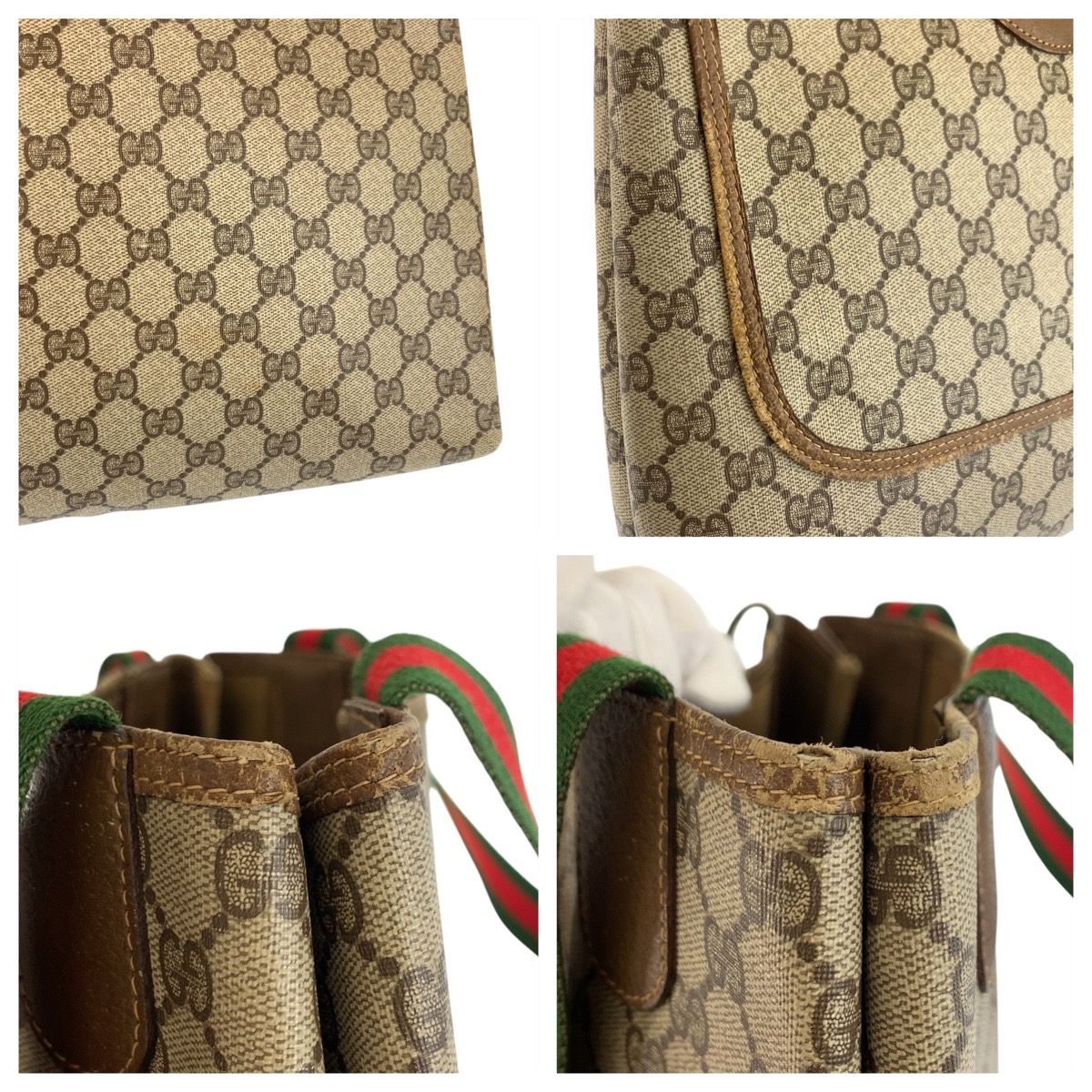 Gucci Vintage Sherry Line Beige GG Supreme Canvas Tote — view 6