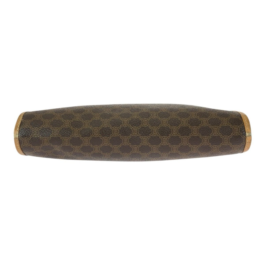 Celine Macadam Brown Gold Leather Clutch — view 9