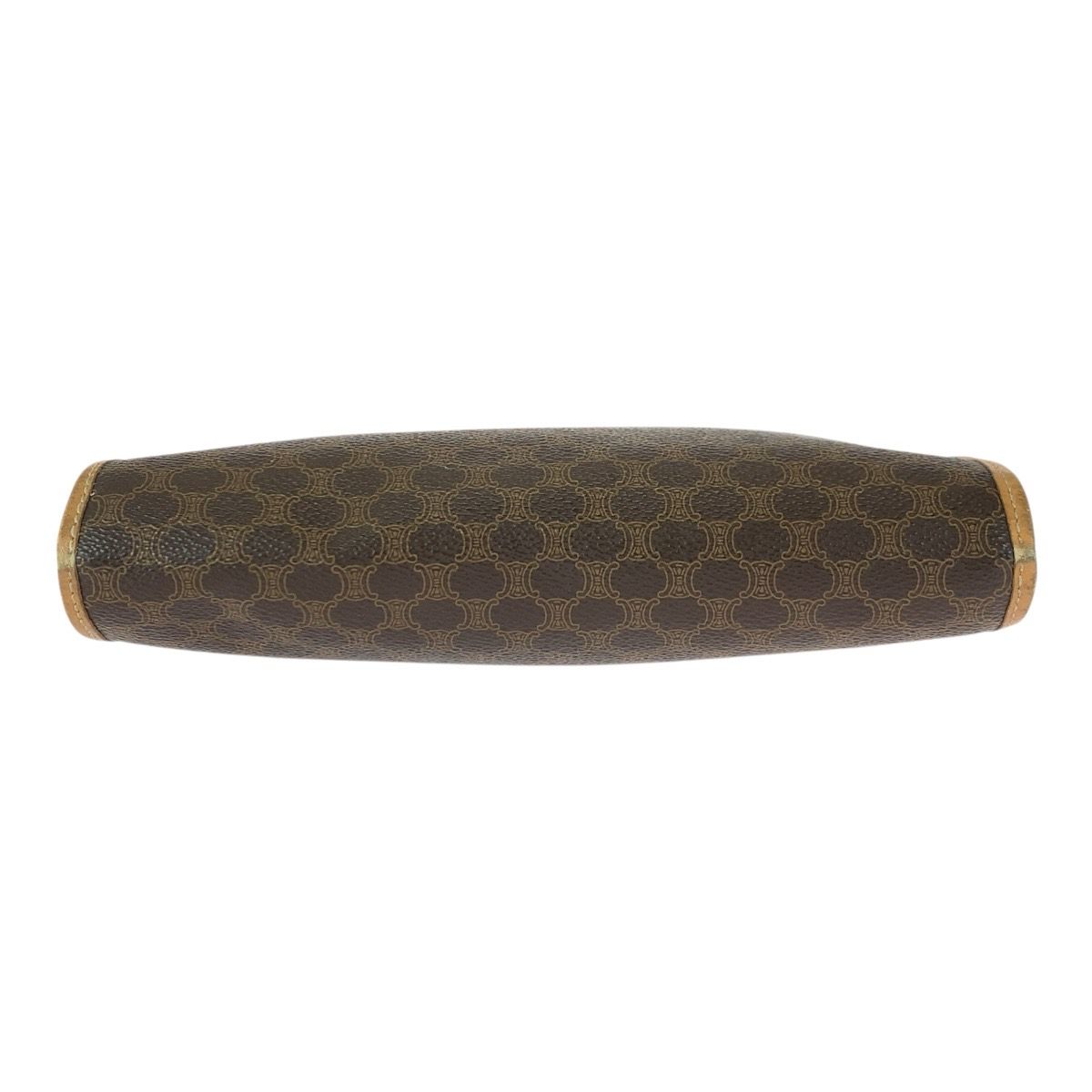 Celine Macadam Brown Gold Leather Clutch — view 9