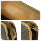 Celine Macadam Brown Gold Leather Clutch — view 6