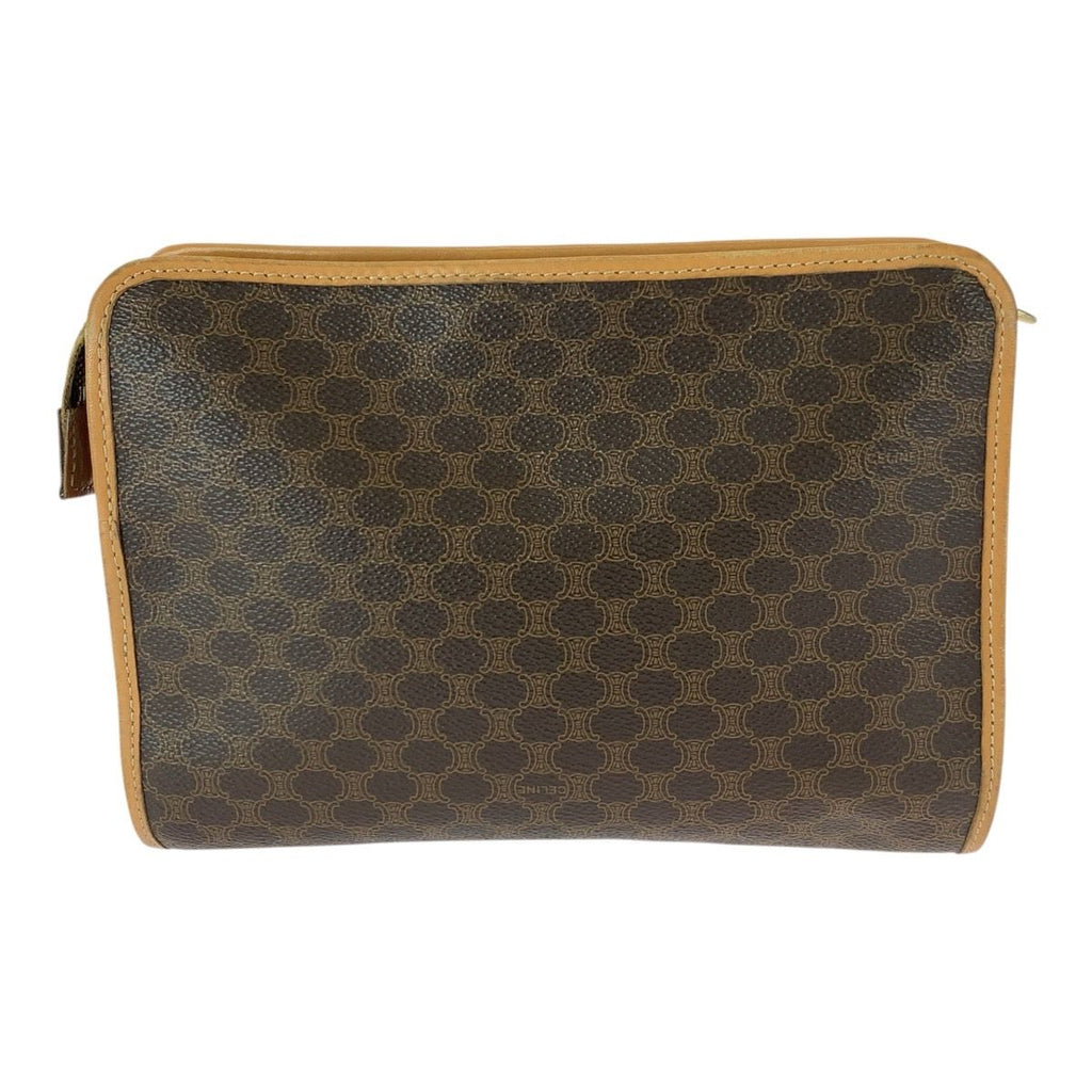 Celine Macadam Brown Gold Leather Clutch — view 2