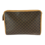 Celine Macadam Brown Gold Leather Clutch — view 2