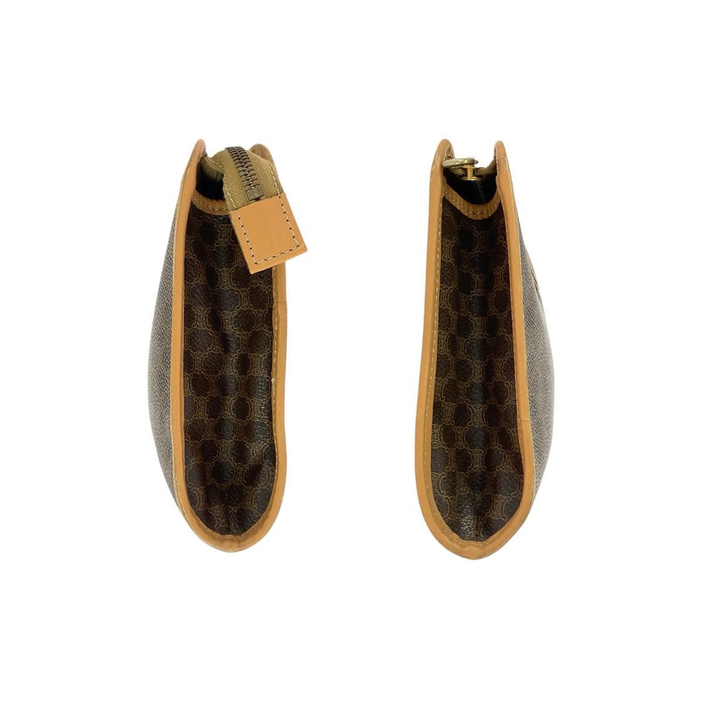 Celine Macadam Brown Gold Leather Clutch — view 7