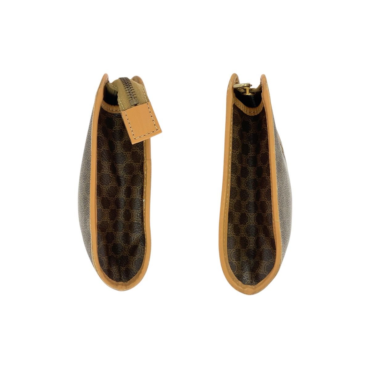 Celine Macadam Brown Gold Leather Clutch — view 7