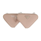 Prada Shoulder Bag Saffiano Triangle Mini Pouch Leather 2-Way Pink Beige — view 2