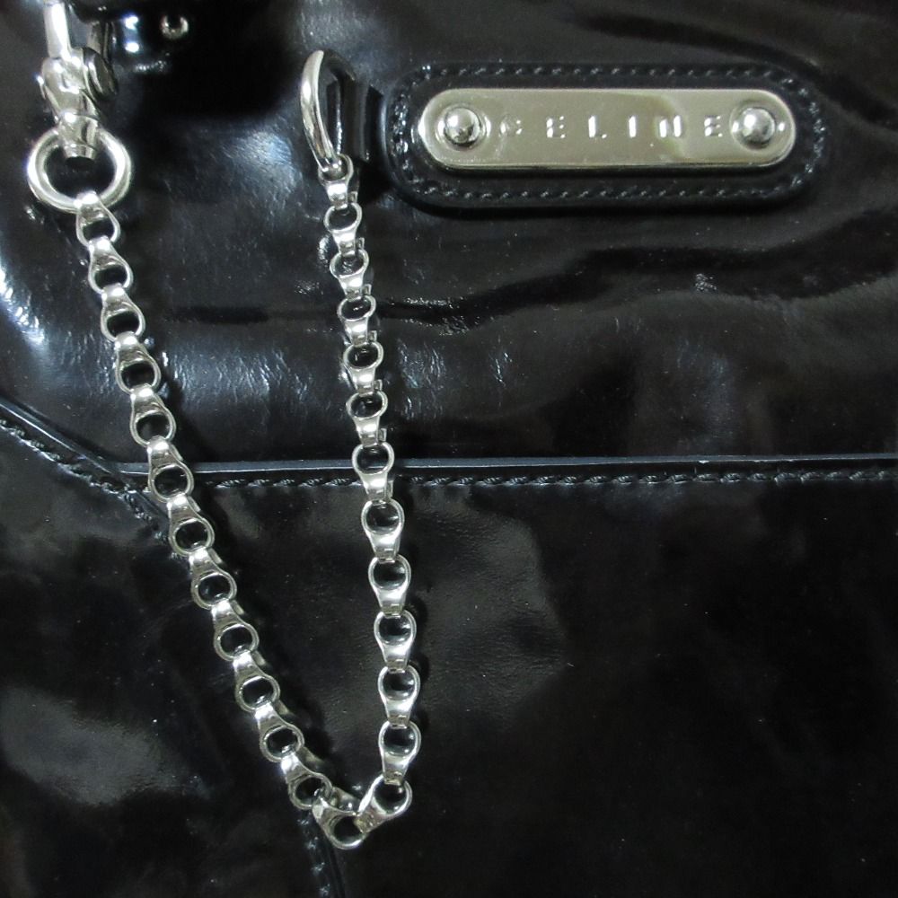 Celine Enamel Chain Tote Black — view 5