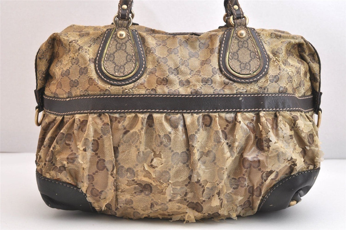 Gucci Vintage GG Crystal Tote Handbag P-v-leather Brown Junk — view 3