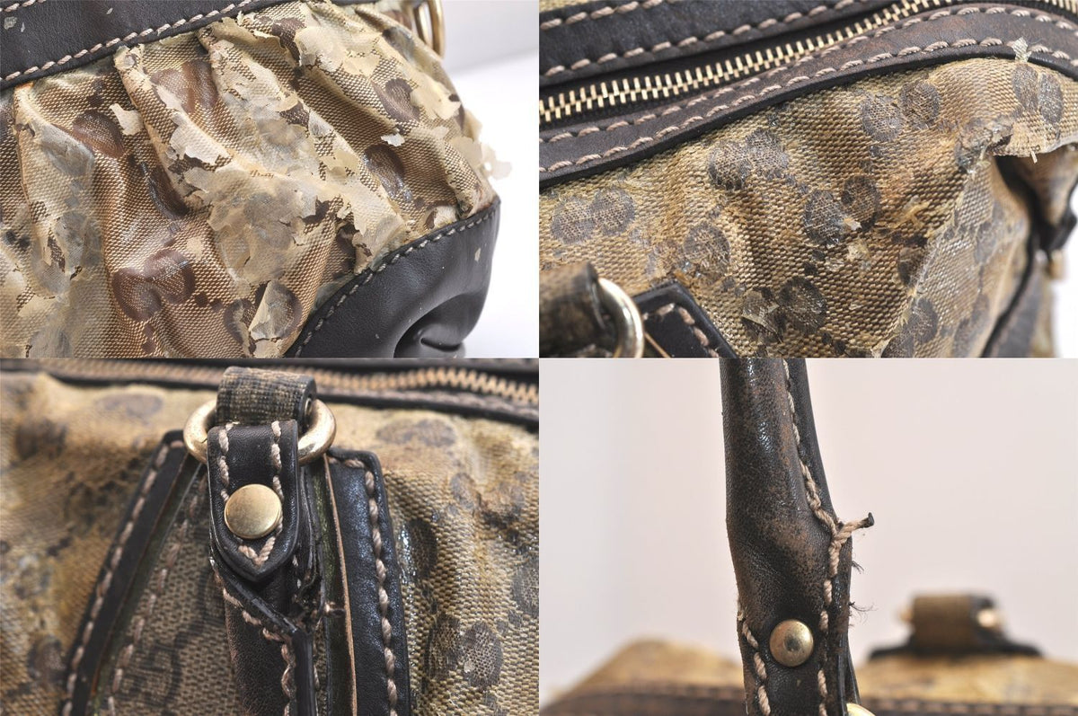 Gucci Vintage GG Crystal Tote Handbag P-v-leather Brown Junk — view 8