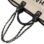 Chanel Deauville GM Chain Tote Navy White — view 7