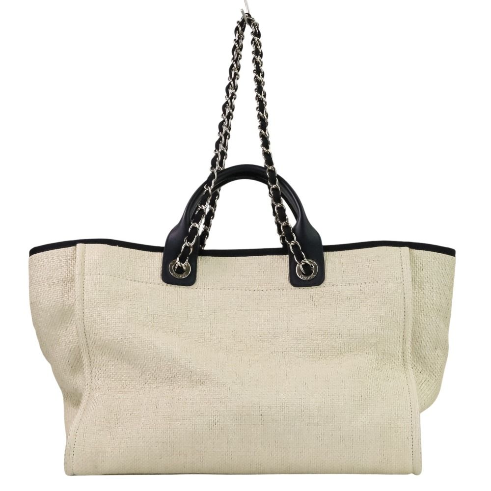 Chanel Deauville GM Chain Tote Navy White — view 3