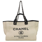 Chanel Deauville GM Chain Tote Navy White — view 2