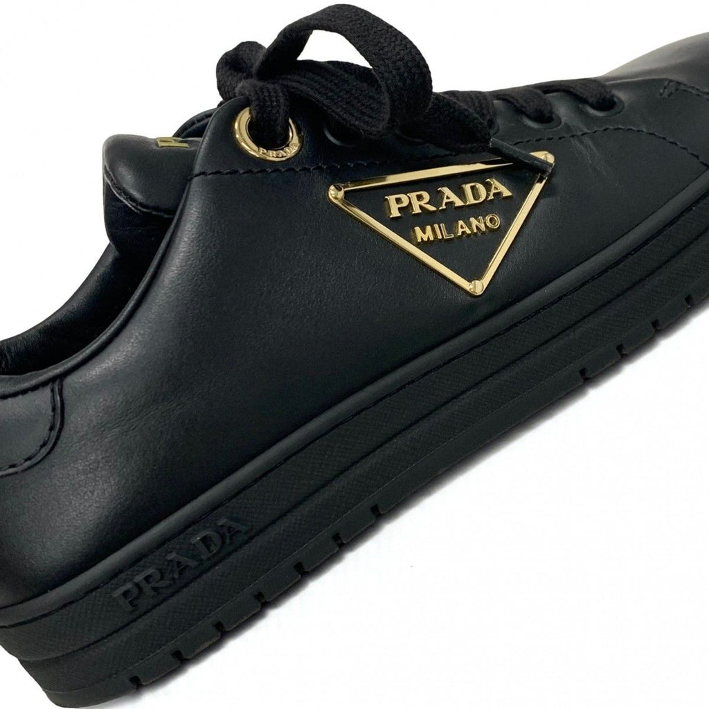 Prada Sneakers Shoes Leather Black Gold Triangle Logo — view 9