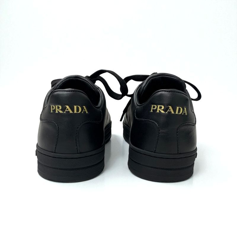 Prada Sneakers Shoes Leather Black Gold Triangle Logo — view 5