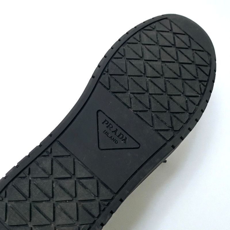 Prada Sneakers Shoes Leather Black Gold Triangle Logo — view 8