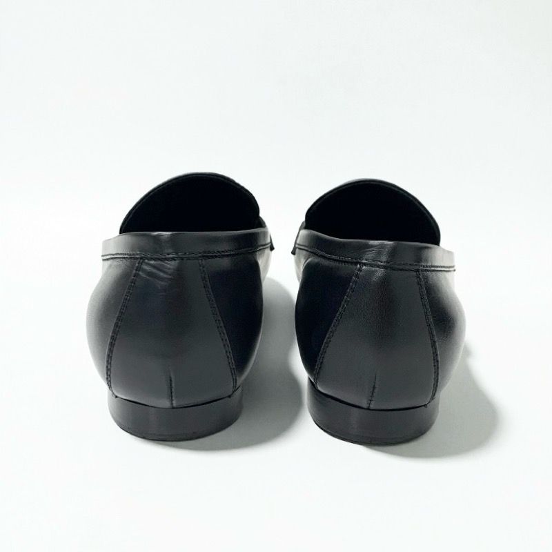 Louis Vuitton Upper Case Line Loafers Leather Shoes Black Gold LV Logo — view 5