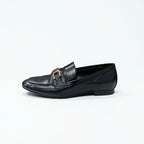 Louis Vuitton Upper Case Line Loafers Leather Shoes Black Gold LV Logo — view 3