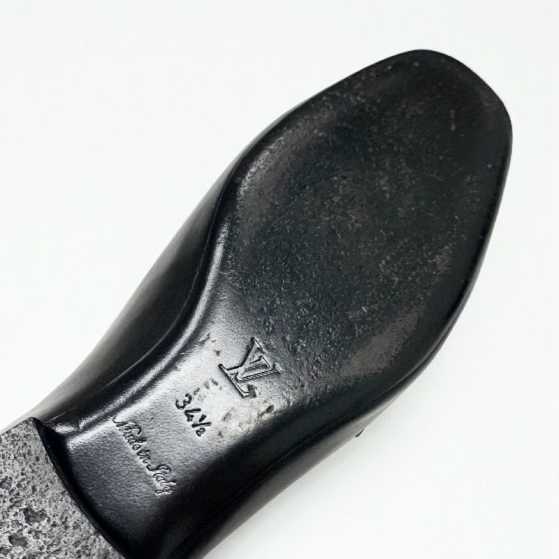 Louis Vuitton Upper Case Line Loafers Leather Shoes Black Gold LV Logo — view 7