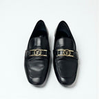 Louis Vuitton Upper Case Line Loafers Leather Shoes Black Gold LV Logo — view 2
