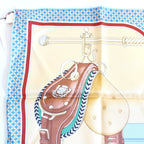 Hermes Carre 70 Scarf Carrick a Pompe Horse Tack Pattern Silk Blue Beige — view 2