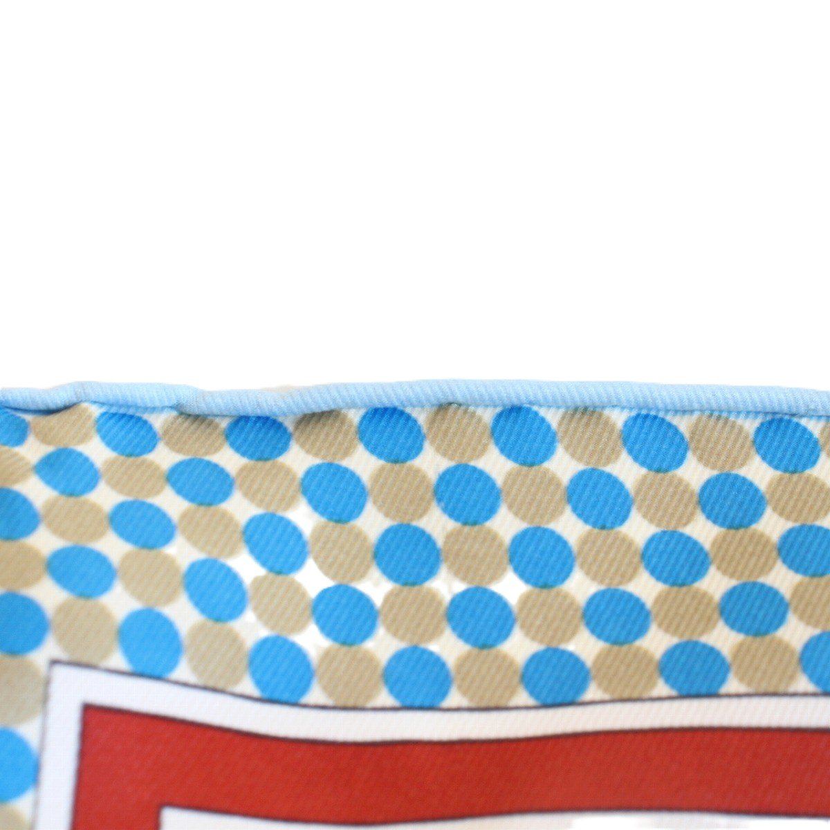 Hermes Carre 70 Scarf Carrick a Pompe Horse Tack Pattern Silk Blue Beige — view 6