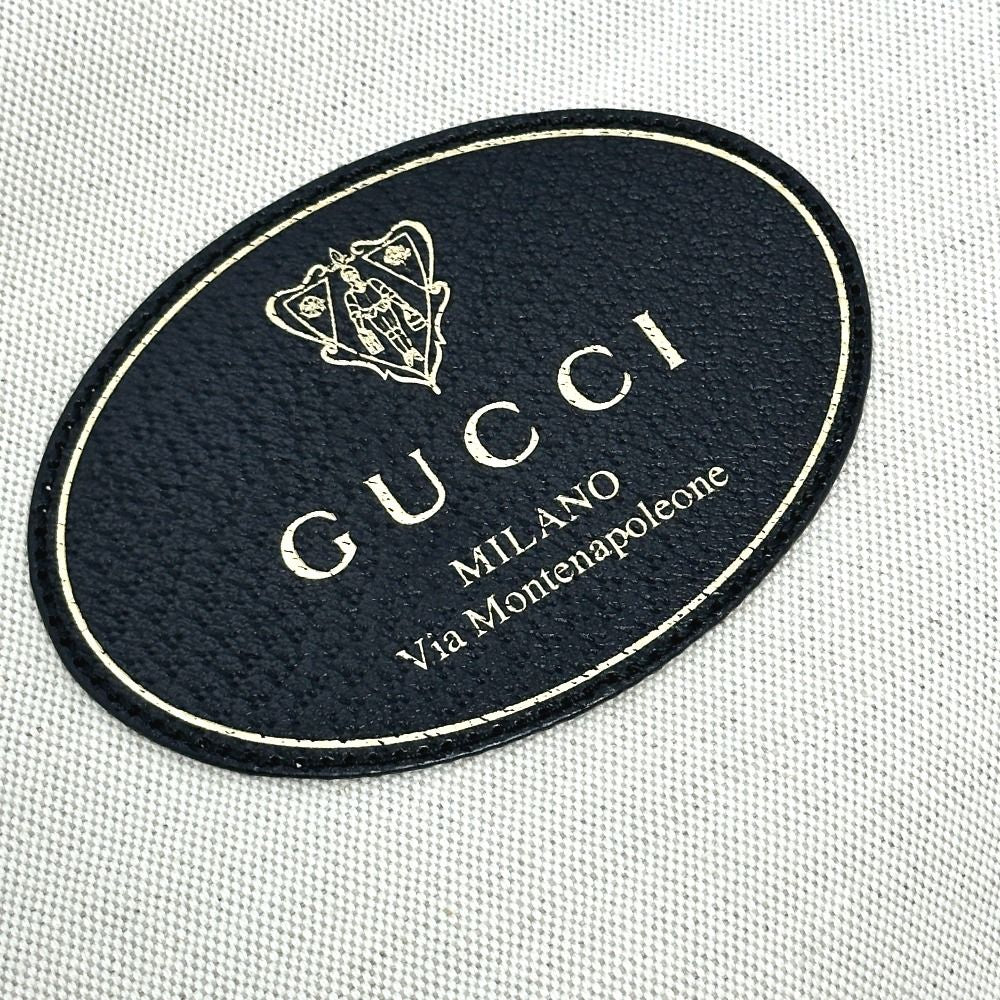 Gucci Handbag Cles Strogo Canvas Leather Beige Black — view 6