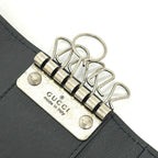 Gucci Key Case Embossed Logo Leather Black — view 8