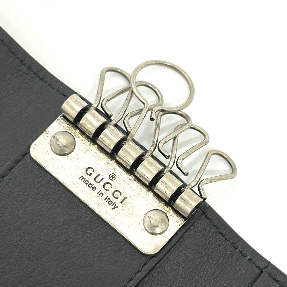 Gucci Key Case Embossed Logo Leather Black — view 8