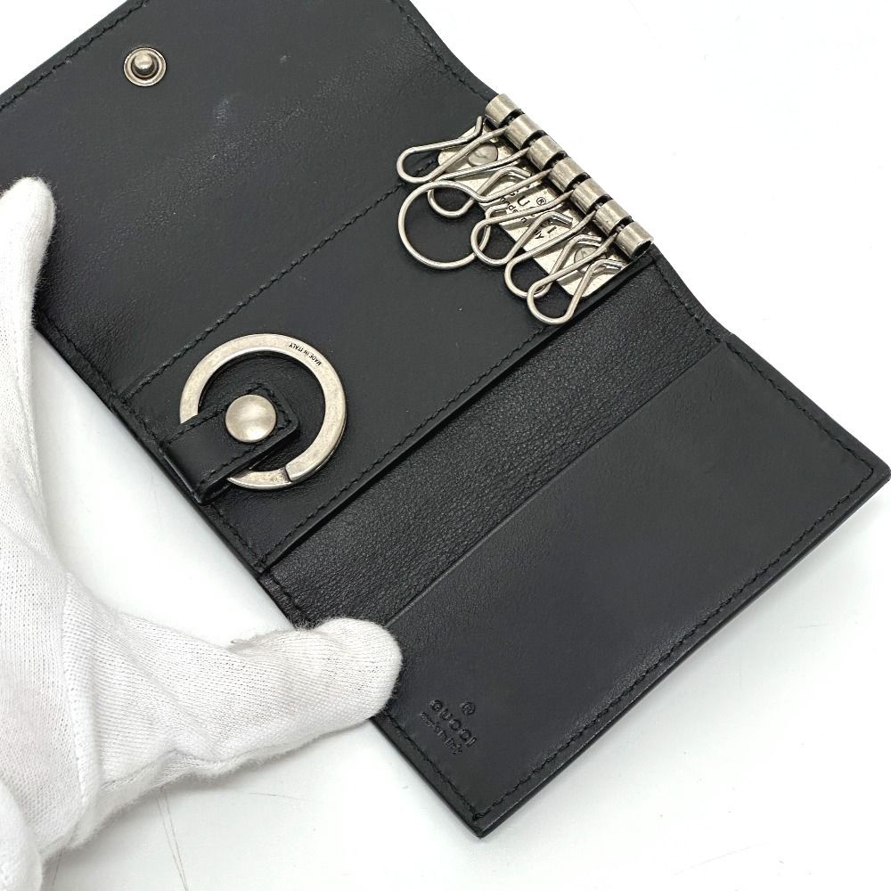 Gucci Key Case Embossed Logo Leather Black — view 6